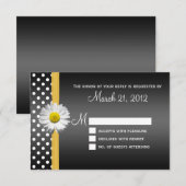 Carte RSVP de marguerite noire et jaune (Devant / Derrière)
