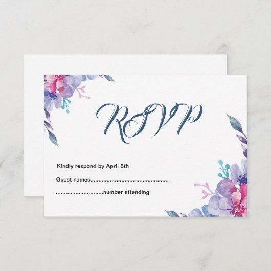 Carte RSVP de mariage (Devant / Derrière)