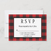 Carte RSVP de mariage à bison noir rouge (Devant)