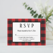 Carte RSVP de mariage à bison noir rouge (Debout devant)