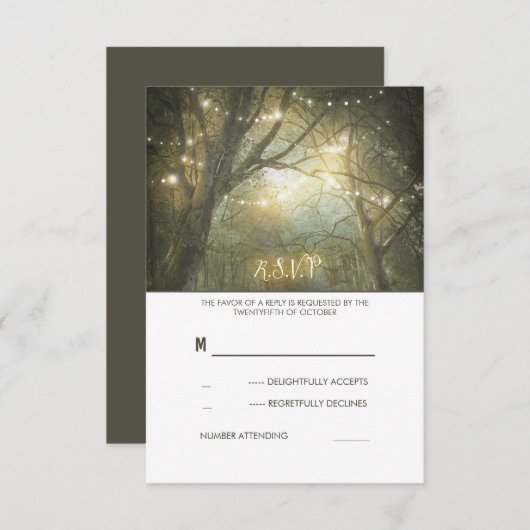 Carte RSVP de mariage à cordes de bois rustique (Devant / Derrière)