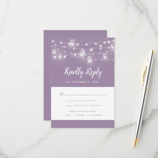 Carte RSVP de mariage à cordes rustiques (Devant/Arrière en situation)