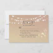Carte RSVP de mariage à cordes rustiques avec or (Devant)