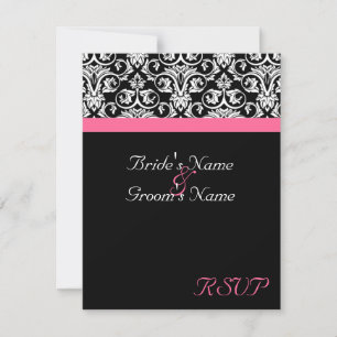 Carte RSVP de mariage à la passion rose noir