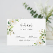 Carte RSVP de mariage à l'aquarelle blanche (Debout devant)