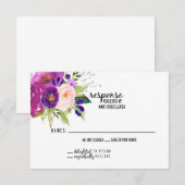 Carte RSVP de mariage à l'aquarelle de prune flora (Devant / Derrière)