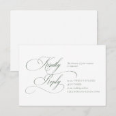 Carte RSVP de mariage à monogramme vert foncé (Devant / Derrière)