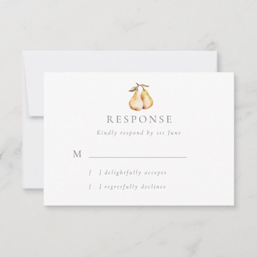 Carte RSVP de mariage à poires rustiques (Devant)