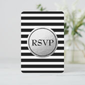 Carte RSVP de mariage à rayures noir et blanc avec (Debout devant)