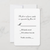 Carte RSVP de mariage à rayures noir et blanc avec (Dos)