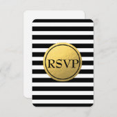 Carte RSVP de mariage à rayures noires et blanches (Devant / Derrière)