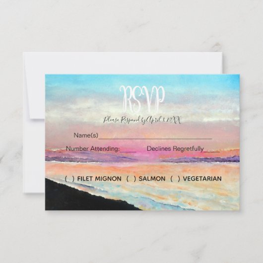 Carte RSVP de mariage à thème de plage (Devant)