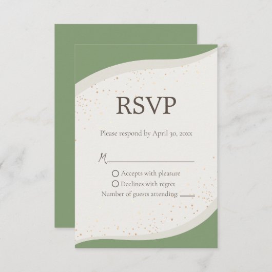 Carte RSVP de mariage Abstrait Sage Green (Devant / Derrière)