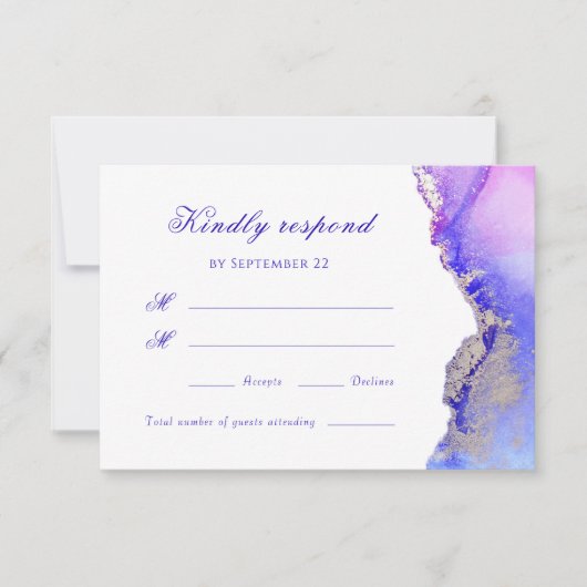Carte RSVP de mariage Abstrait violet (Devant)