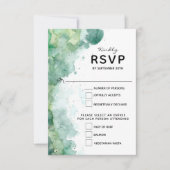 Carte RSVP de mariage Abstraite d'aquarelle verte (Devant)