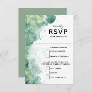 Carte RSVP de mariage Abstraite d'aquarelle verte
