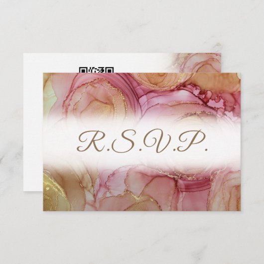 Carte RSVP de mariage Abstraite Floral QR Code (Devant / Derrière)