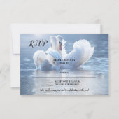 Carte RSVP de mariage amoureux du cygne du lac rom (Devant)