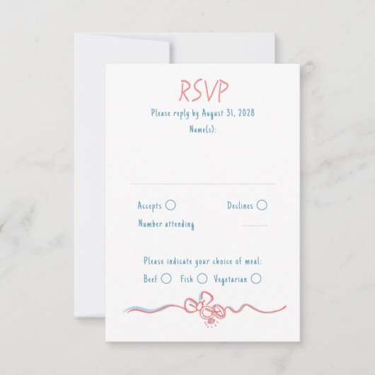 Carte RSVP de mariage amusant tiré à la main (Devant)