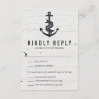 Carte RSVP de mariage Ancre rustique