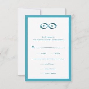 Carte RSVP de mariage Aqua Blue Infinity