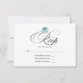 Carte RSVP de mariage au diamant bleu (Devant)