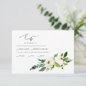 Carte RSVP de mariage aux fleurs blanches (Debout devant)