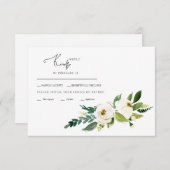 Carte RSVP de mariage aux fleurs blanches (Devant / Derrière)