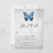 Carte RSVP de mariage aux papillons bleus (Devant)