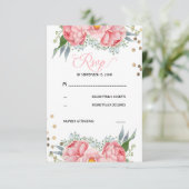 Carte RSVP de mariage aux points floraux et or (Debout devant)
