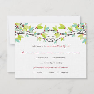 Carte RSVP de mariage avec amitiés nouées vert pri
