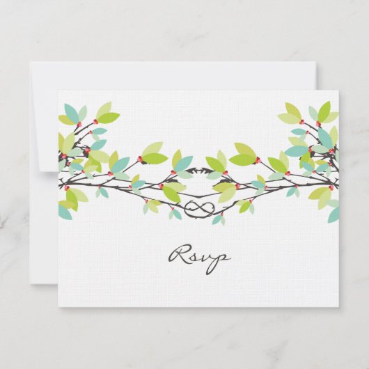 Carte RSVP de mariage avec amitiés nouées vert pri (Dos)