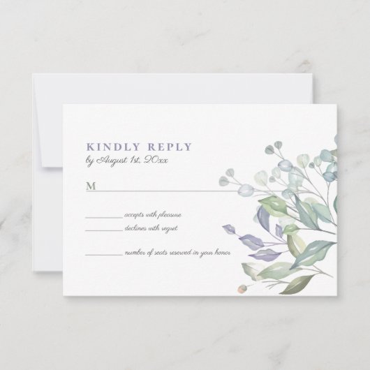 Carte RSVP de mariage avec feuillage d'eucalyptus  (Devant)