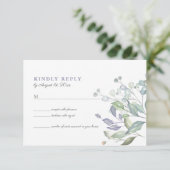 Carte RSVP de mariage avec feuillage d'eucalyptus  (Debout devant)