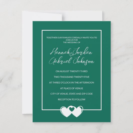 Carte RSVP de mariage avec invitation et code QR (Devant)