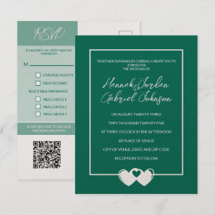 Carte RSVP de mariage avec invitation et code QR