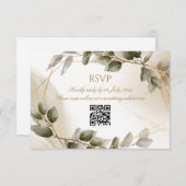 Carte RSVP de mariage avec le code QR Faux Gold Fo (Devant / Derrière)