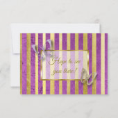 Carte RSVP de mariage avec papillon rayé violet et (Dos)