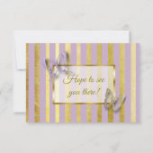 Carte RSVP de mariage avec papillon violet et or (Dos)