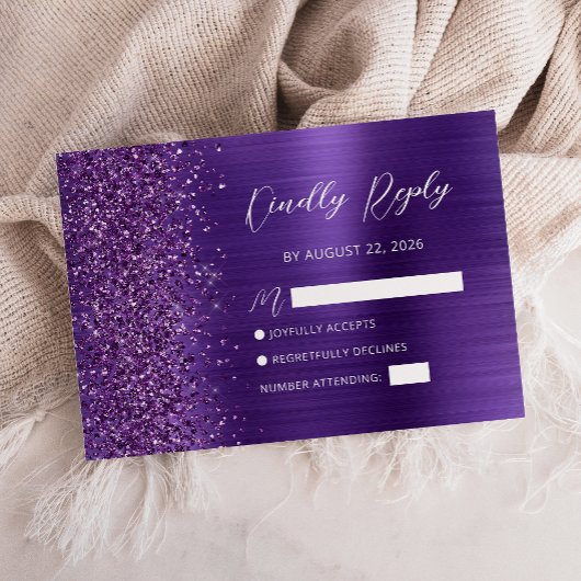 Carte RSVP de mariage avec Parties scintillant de 
