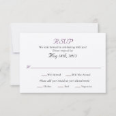 Carte RSVP de mariage avec sélections Entree (Devant)