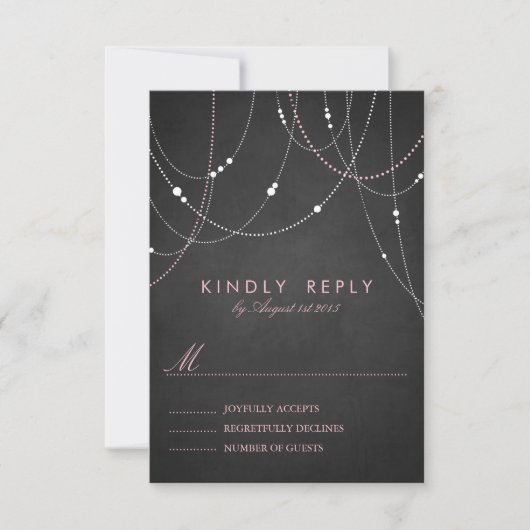 Carte RSVP de mariage avec tableau de bord rose (Devant)