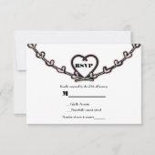 Carte RSVP de mariage avec vignes et cœurs rose ru (Devant)