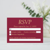 Carte RSVP de mariage beige doré en Bourgogne (Debout devant)