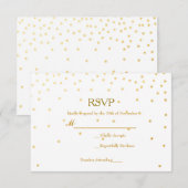 Carte RSVP de mariage blanc et d'or Foil Confetti (Devant / Derrière)