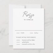 Carte RSVP de mariage blanc et noir minimum (Devant)