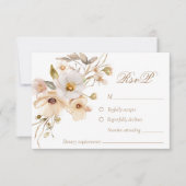 Carte RSVP de mariage blanc Fleur sauvage neutre (Devant)