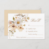 Carte RSVP de mariage blanc Fleur sauvage neutre (Devant / Derrière)