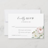 Carte RSVP de mariage blanc floral (Devant)