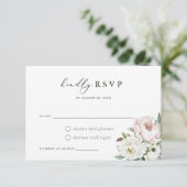 Carte RSVP de mariage blanc floral (Debout devant)